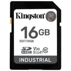 Kingston Industrial SDHC 16GB pSLC - UHS-I U3 V30, Class 10, 100/80 MB/s, -40°C to 85°C, Black