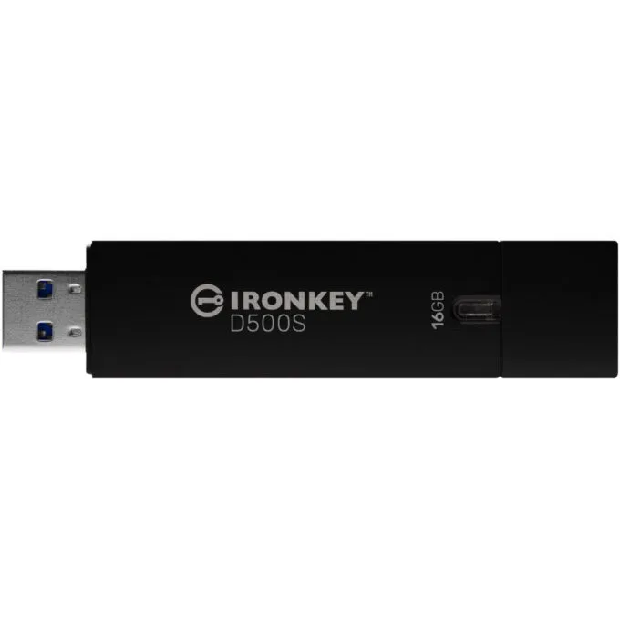 Kingston IronKey D500S - 16GB Encrypted USB-A Flash Drive, AES-256 FIPS 140-3, Black — image 3