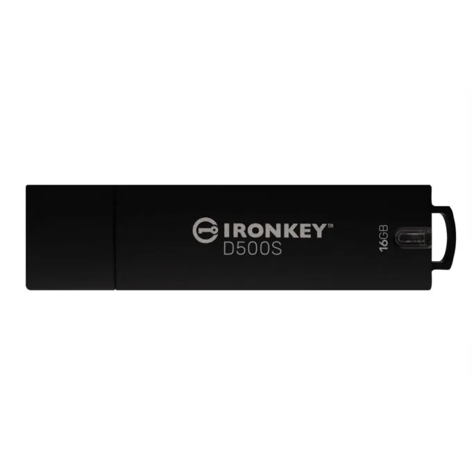 Kingston IronKey D500S - 16GB Encrypted USB-A Flash Drive, AES-256 FIPS 140-3, Black — image 1