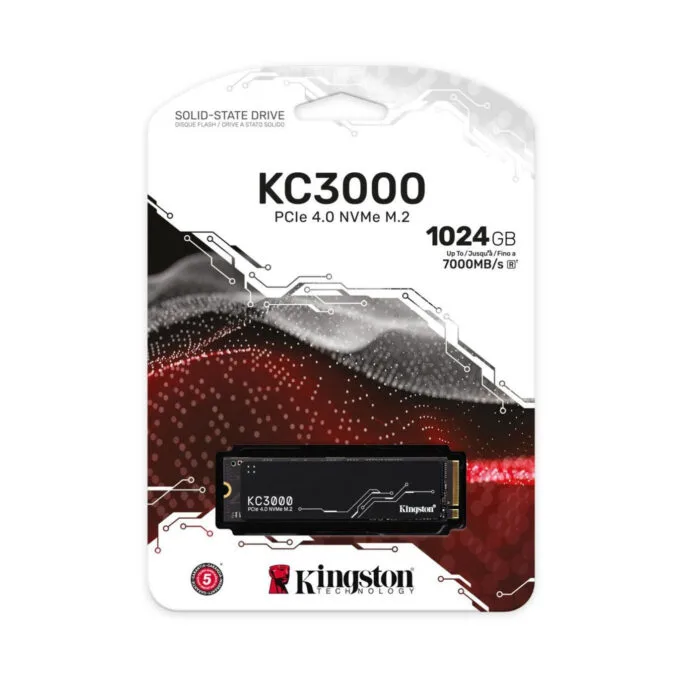 Kingston KC3000 1TB M.2 2280 NVMe SSD - PCIe 4.0 x4 7000 MB/s - SKC3000S/1024G — image 1