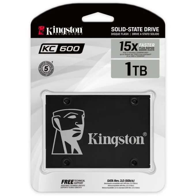 Kingston KC600 - 1TB SATA III 2.5" (7mm) SSD - 550MB/s Read, 520MB/s Write, 256-bit AES Encryption — image 4