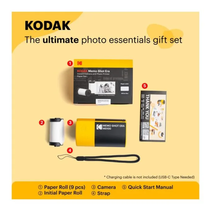 Kodak Memo Shot ERA - ERA - 2-in-1 Instant Camera and Photo Label Printer, Yellow — image 3