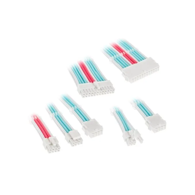 Kolink Core Adept Braided Cable Extension Kit - Brilliant White Neon Blue Pure Pink — image 2