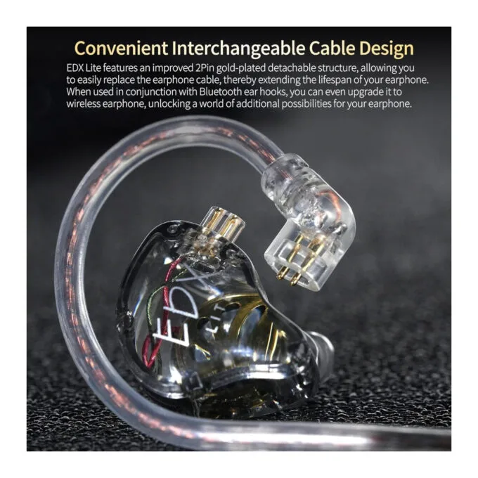 KZ EDX LITE Transparent Grey With MIC - IEM 3,5 In Ear Monitor Earphones, Super-Linear, HIFI bass, N — image 2