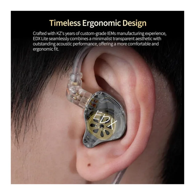KZ EDX LITE Transparent Grey With MIC - IEM 3,5 In Ear Monitor Earphones, Super-Linear, HIFI bass, N — image 3