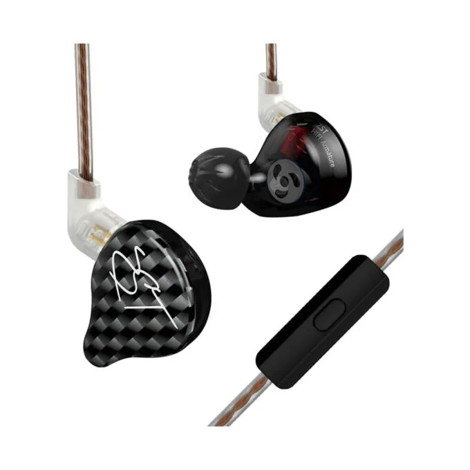 KZ ZST Black With Mic - IEM 3,5 In Ear Monitor Earphones, Dynamic Hybrid Dual Driver 1BA+1DD — image 1