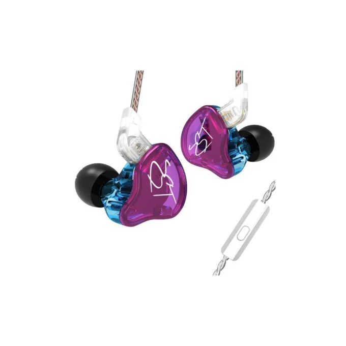 KZ ZST Purple With Mic - IEM 3,5 In Ear Monitor Earphones, Dynamic Hybrid Dual Driver 1BA+1DD — image 1