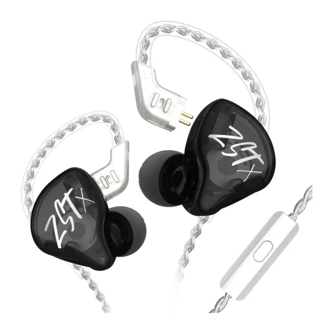 KZ ZST X Black With Mic - IEM 3,5 In Ear Monitor Earphones, Dynamic Hybrid Dual Driver 1BA+1DD, 2x — image 1