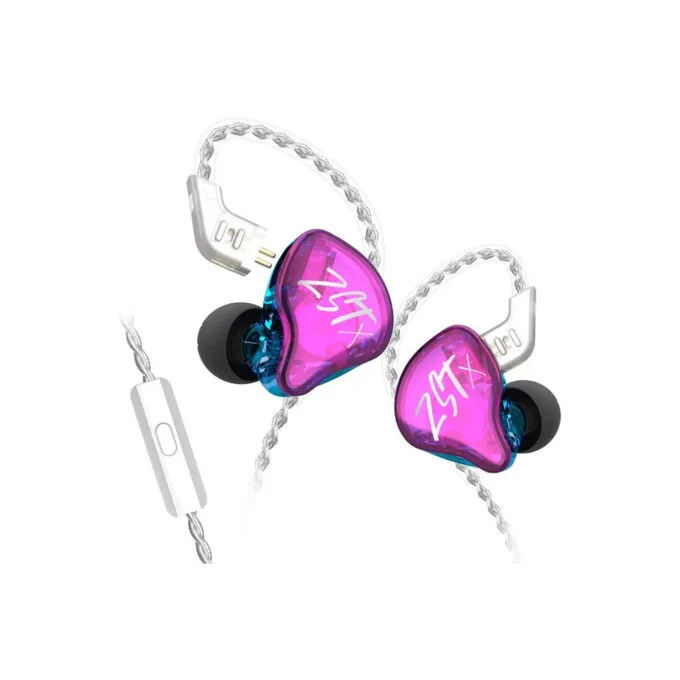 KZ ZST X Purple With Mic - IEM 3,5 In Ear Monitor Earphones, Dynamic Hybrid Dual Driver 1BA+1DD, 2x — image 1