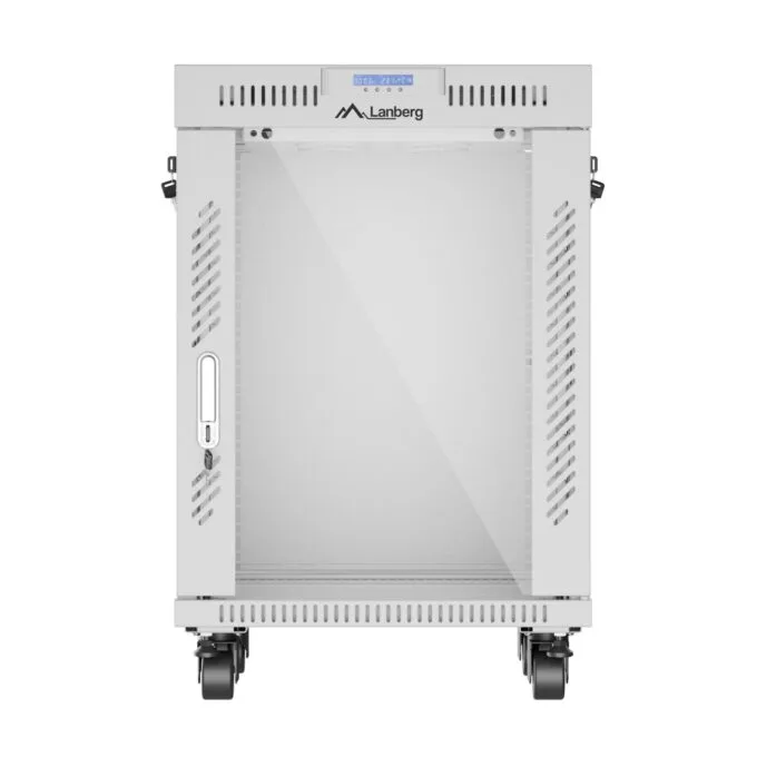 Lanberg Free Standing Cabinet 19'' with Glass Door - 15U, 60cm Ventilation Panel with LCD, 2 Fans & Thermostat Grey — image 6