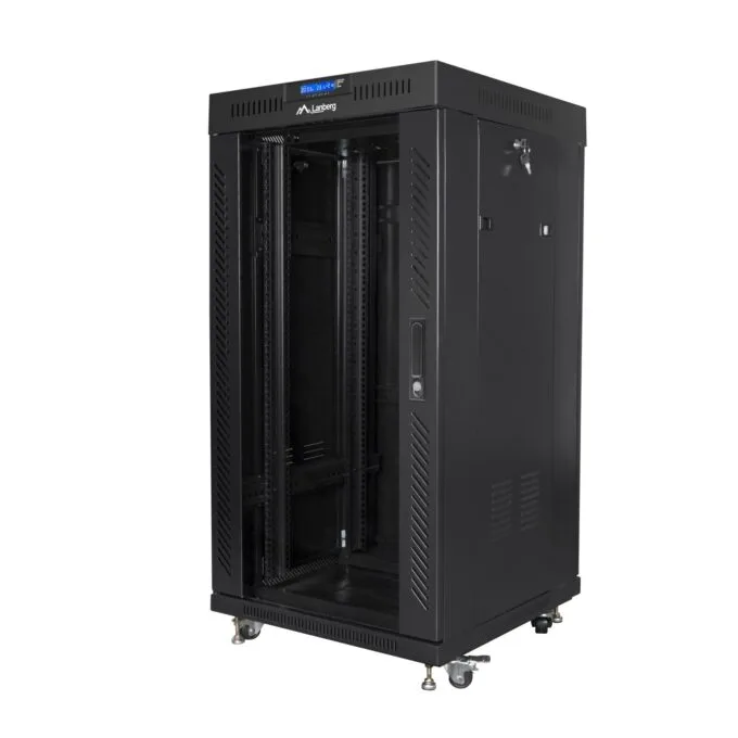 Lanberg Free Standing Cabinet 19'' with Glass Door 22U 60cm Ventilation Panel with LCD, 2 Fans & Thermostat Black (no... — image 2