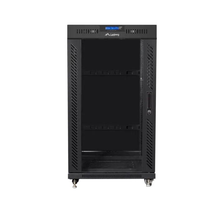 Lanberg Free Standing Cabinet 19'' with Glass Door 22U 60cm Ventilation Panel with LCD, 2 Fans & Thermostat Black (no... — image 3