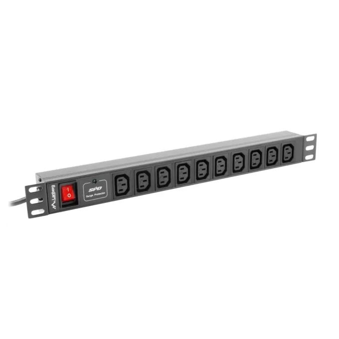 Lanberg PDU - 1U 10-Way IEC 2M with IEC plug Surge — image 1