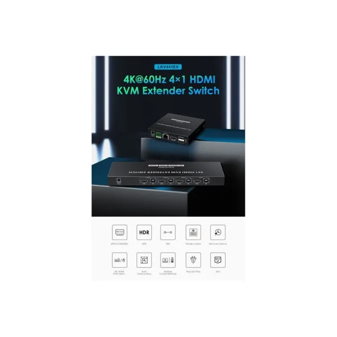 Lenkeng KVM HDMI Extender Switch 4-1 over Ethernet 4K60Hz - LKV441EX - KVM HDMI Extender Switch 4-1 over Ethernet 4K60Hz — image 5