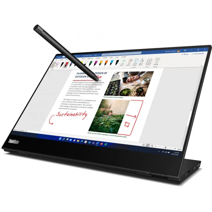 Lenovo ThinkVision M14t Gen 2 - 14" 2.2K (2240x1400) IPS Multi-Touch Portable Monitor - Raven Black, 65W PD, 60Hz — image 7