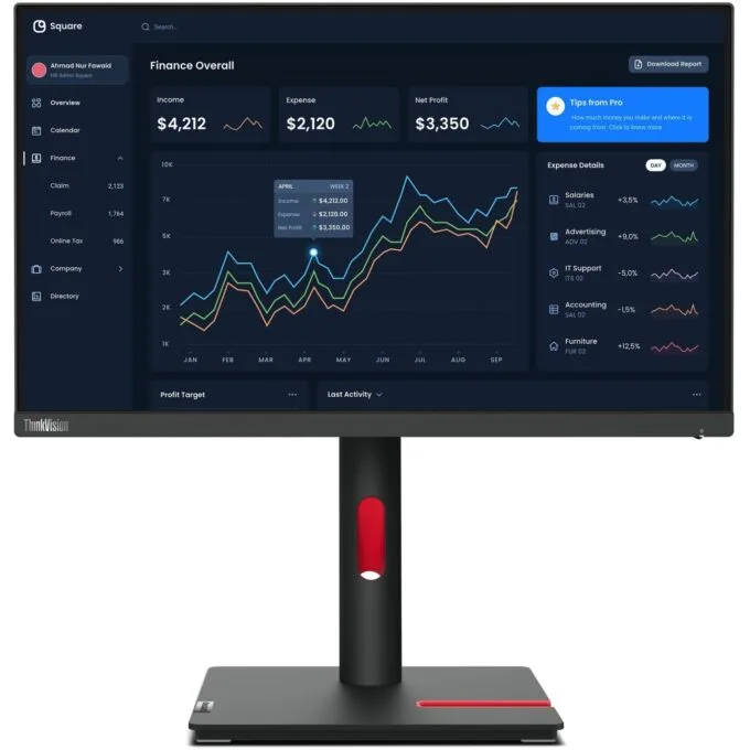 Lenovo ThinkVision T22i-30 21.5" FHD IPS 60Hz 4ms Pivot HDMI/DP/VGA/USB Black — image 2