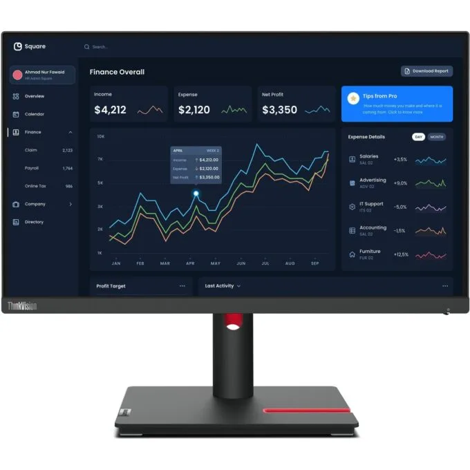Lenovo ThinkVision T22i-30 21.5" FHD IPS 60Hz 4ms Pivot HDMI/DP/VGA/USB Black — image 1