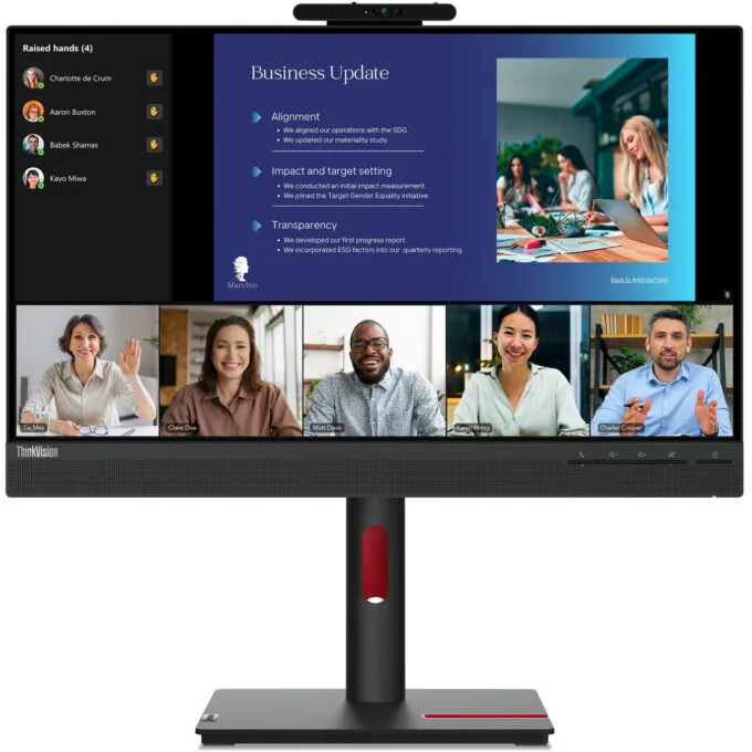 Lenovo ThinkVision T24v-30 23.8" FHD IPS 75Hz Monitor Webcam Speakers — image 1