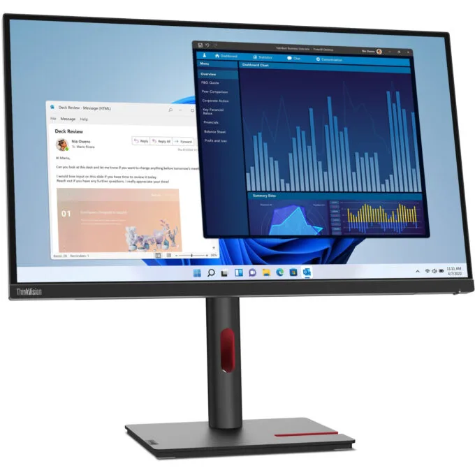 Lenovo ThinkVision T27p-30 - 27in 4K UHD IPS Monitor, USB-C 90W PD, HDMI 2.0 & DP1.4, Height-Adjustable Stand, Black — image 5