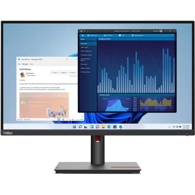 Lenovo ThinkVision T27p-30 - 27in 4K UHD IPS Monitor, USB-C 90W PD, HDMI 2.0 & DP1.4, Height-Adjustable Stand, Black — image 7
