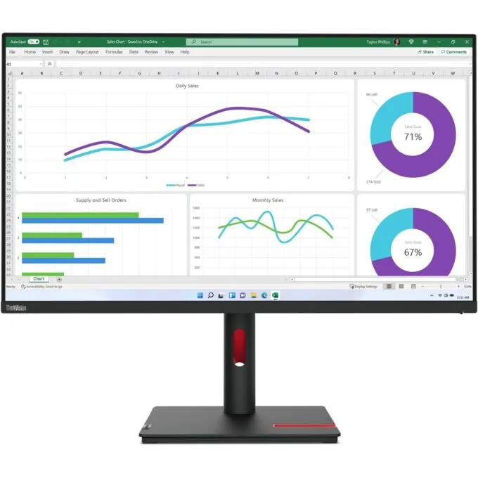 Lenovo ThinkVision T32h-30 31.5" QHD IPS Monitor USB-C DP HDMI — image 1