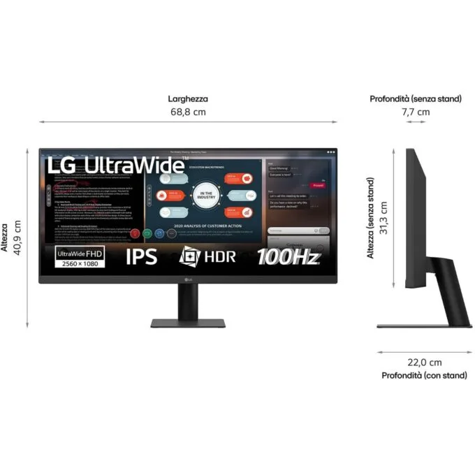 LG 29U511A-B 29" WFHD IPS Ultrawide Monitor 100Hz HDR10 - 2560x1080 — image 3