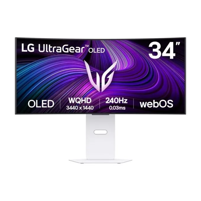 LG Monitor - 34GX90SA-W - White, 34-inch curved gaming monitor — image 1