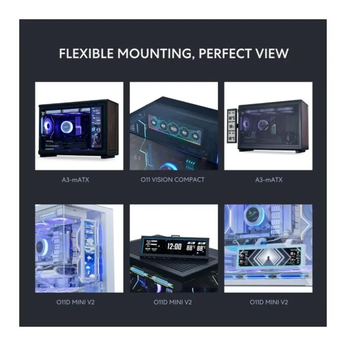 Lian Li 8.8' Universal Screen Black - For Any PC - ARGB Frame - Display Panel - LCD Mini Monitor — image 2