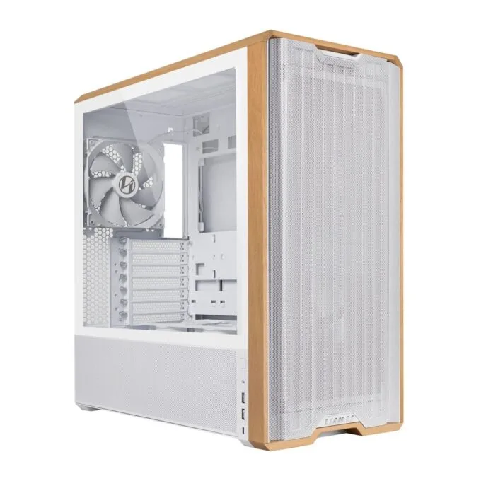 Lian Li LANCOOL 217 White - Mid-Tower ATX PC Case, 5 PWM Fans, Wood Accent — image 1