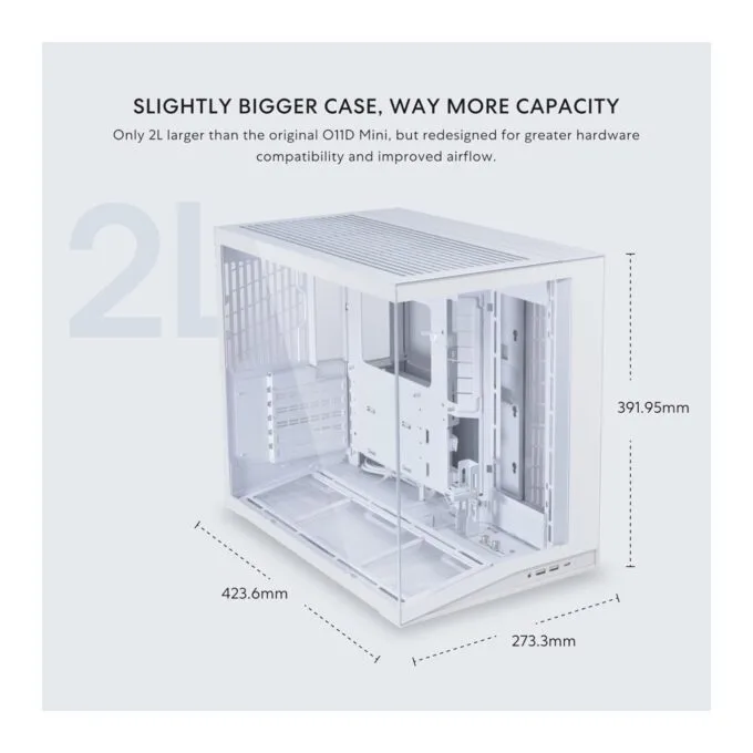 Lian Li O11D Mini V2 WHITE - O11D Mini V2 - ATX PC Gaming Case, Improved Airflow — image 4