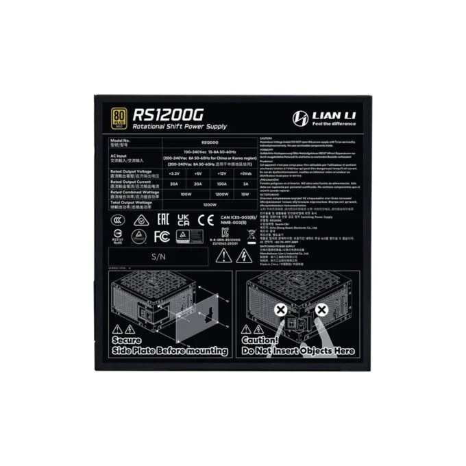Lian Li RS1200G Black - 1200W 80+ Gold ATX 3.1 PSU - 12V-2x6 - RS Hub — image 4