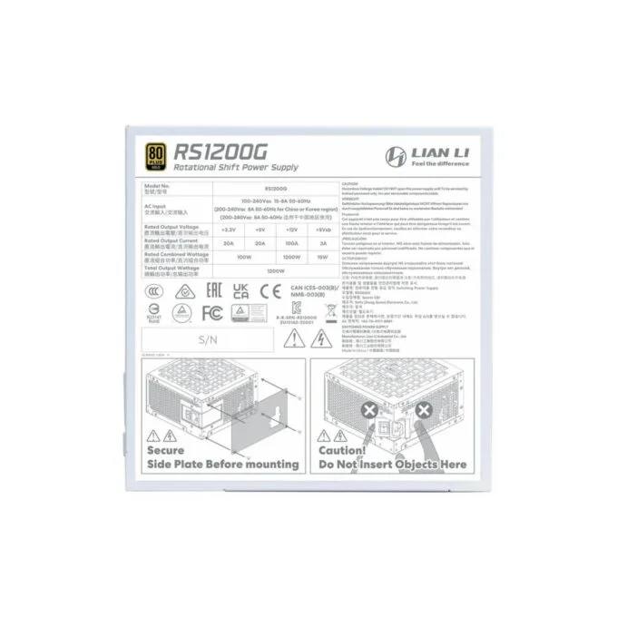 Lian Li RS1200G White 1200W 80+ Gold ATX 3.1 Fully Modular PSU — image 4