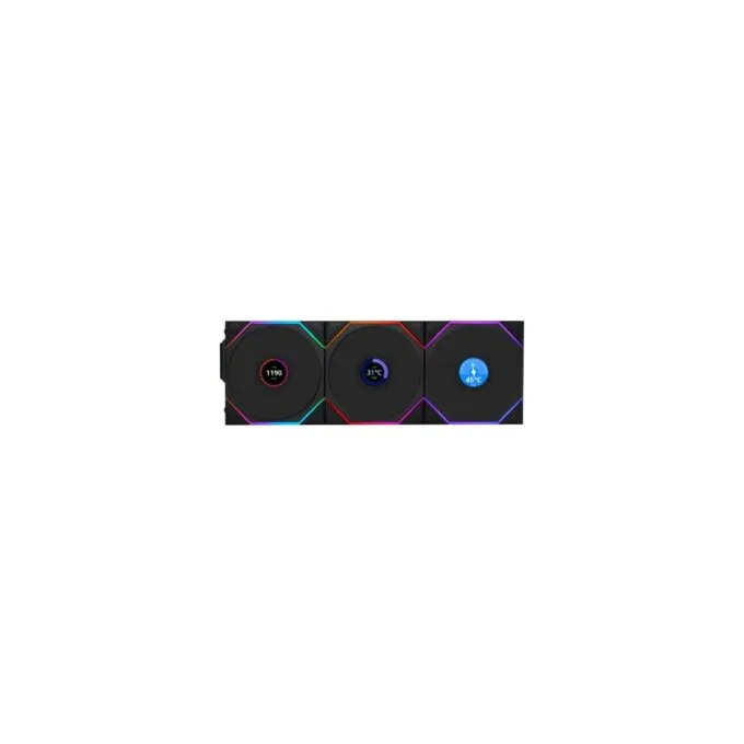 Lian Li UNI FAN TL-LCD Wireless Reverse 120 Case Fan - Black 3-Pack + Controller — image 1