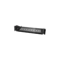 LogiLink 19-inch 2U Steel Rack Shelf - Black (RAL9005), 25 kg Capacity, 483x400 mm