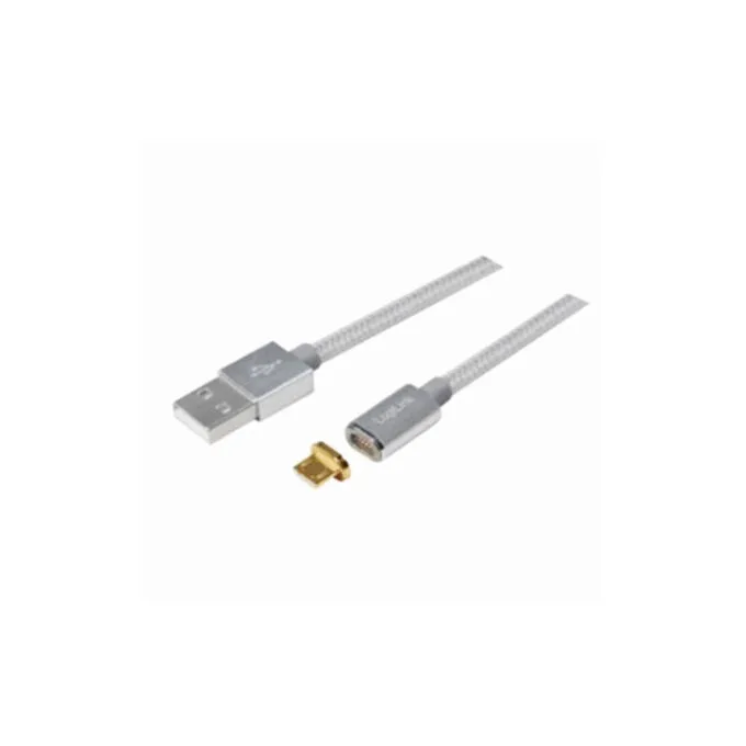 LogiLink CU0117 1m Micro-USB Magnetic Adapter Cable - Silver — image 1
