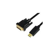 LogiLink DisplayPort to DVI Cable - 2 m - Black, Gold-Plated Male-to-Male Connectors