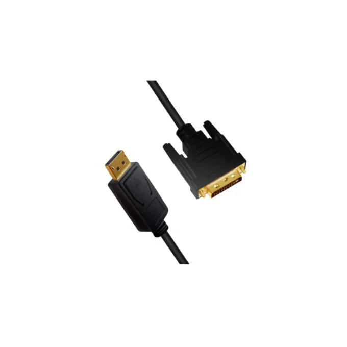 LogiLink DisplayPort to DVI Cable - 2 m - Black, Gold-Plated Male-to-Male Connectors — image 4