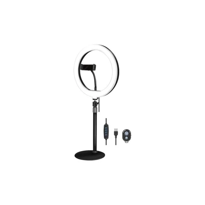 Logilink Smartphone Ring Light Tripod with Remote - Diameter 25 cm - USB-Powered — image 1