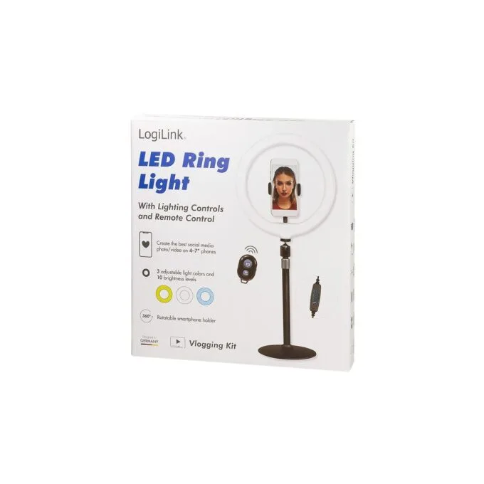 Logilink Smartphone Ring Light Tripod with Remote - Diameter 25 cm - USB-Powered — image 8