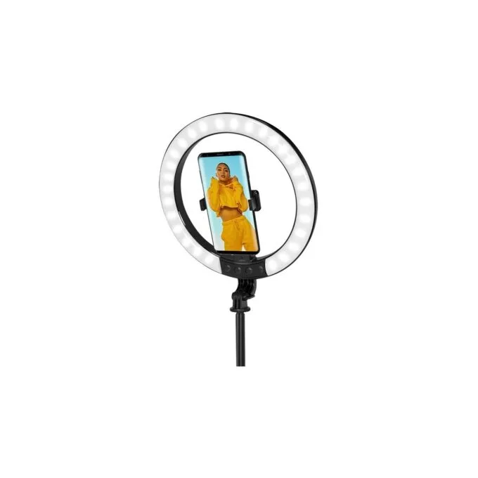Logilink Smartphone Ring Light with Selfie-Stick Tripod - USB-powered, 20 cm ring, adjustable height & tilt — image 3