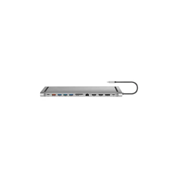 LogiLink UA0411 USB 3.2 Docking Station USB-C 12-Port PD Silver — image 1