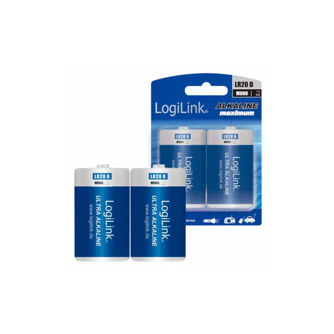 LogiLink Ultra Power D Alkaline Batteries 2-Pack - 1.5V 10.2Ah - LR20B2 — image 1