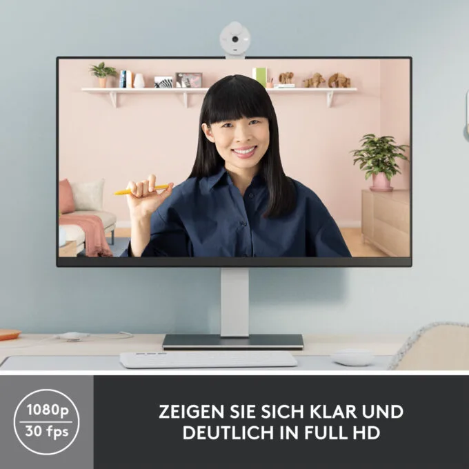 Logitech BRIO 300 - Full HD 1080p Webcam (White) - 30 fps, Built-in Microphone, Privacy Cover — image 13