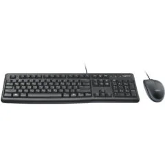 Logitech Desktop MK120 - Wired USB AZERTY Keyboard with Optical Mouse, Black