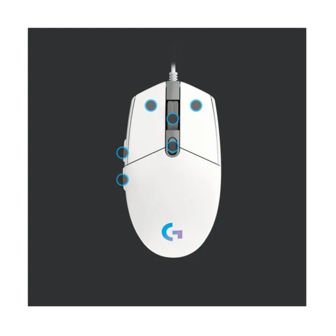 Logitech G203 Gaming Mouse - 910-005797 - Wired USB-A, White, 8000 DPI, RGB, 6 Buttons — image 4