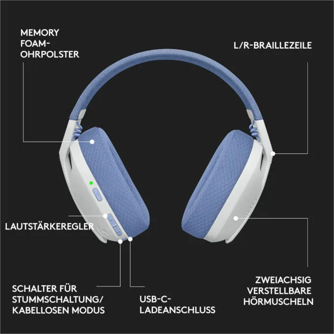 Logitech G435 LIGHTSPEED Wireless Gaming Headset - G435 - Dual 2.4GHz & Bluetooth, Off-White/Lilac, Discord Certified — image 10