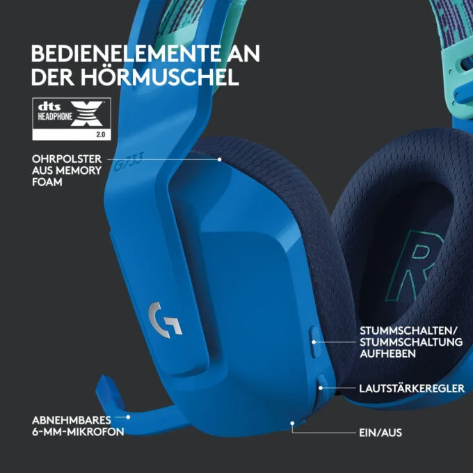 Logitech G733 LIGHTSPEED Wireless RGB Gaming Headset - Blue - DTS Headphone:X, 2.4 GHz, 29h Battery — image 3