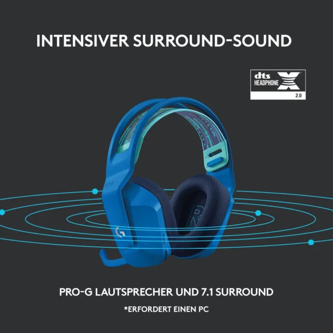 Logitech G733 LIGHTSPEED Wireless RGB Gaming Headset - Blue - DTS Headphone:X, 2.4 GHz, 29h Battery — image 8