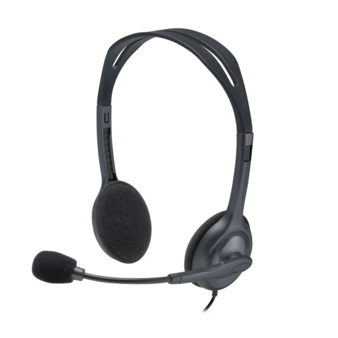 Logitech H111 981-000593 Wired On-Ear Headset Grey 3.5mm Boom Mic 2.35m — image 1