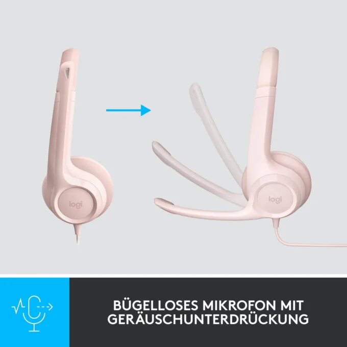 Logitech H390 USB-A Wired On-Ear Headset - Rose, Boom Microphone, In-line Mute & Rotary Volume, 1.9m Cable — image 14
